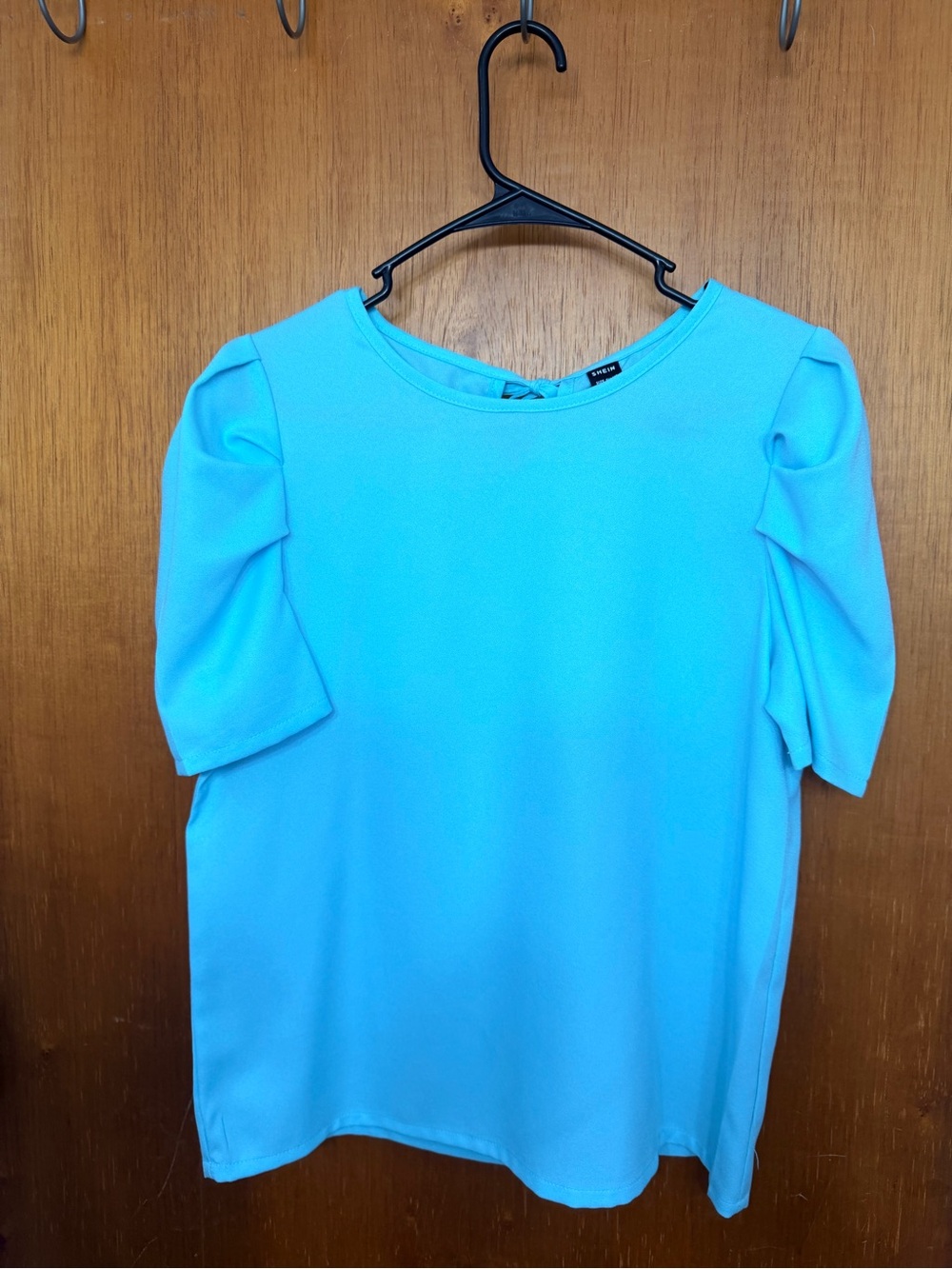 SHEIN Sky Blue Puff Sleeve Tunic Top